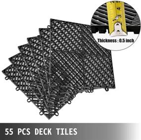 img 1 attached to 🔲 Premium Interlocking Rubber Tiles - 55 PCS, Black | Versatile Drainage Tiles for Outdoor Deck, Pool, Shower, Bathroom, Patio, Garage | 12x12x0.5 Inches