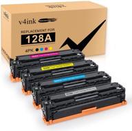 v4ink remanufactured toner cartridge: hp 128a ce320a ce321a ce322a ce323a canon 116 toner kcmy for hp color cp1525n cp1525nw cm1415fn cm1415fnw canon mf8080cw printer logo