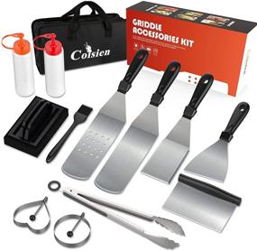 img 4 attached to 🍳 Complete 13-Piece Griddle Accessories Kit for Blackstone and Camp Chef - Spatula Set, Carry Bag, Cleaning Tools - Perfect for BBQ, Teppanyaki, and Camping