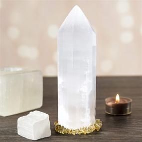 img 2 attached to 🌌 Om Zone 6-inch Moroccan Selenite Tower: Large Crystal Point Wand Generator Obelisk - Energy Cleansing, Meditation, Reiki, Intuition, Spiritual Healing - Healing Crystals and Stones Collection