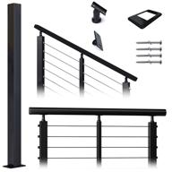 🔲 muzata cable railing post square 36"×2"×2" 304 stainless steel black finishing un-drilled post surface mount for wood concrete level deck stair balustrade 1pack ps01 bn4s, pt1 pt2 pt6 logo