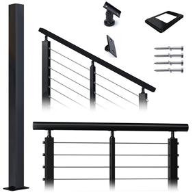 img 4 attached to 🔲 Muzata Cable Railing Post Square 36"×2"×2" 304 Stainless Steel Black Finishing Un-drilled Post Surface Mount for Wood Concrete Level Deck Stair Balustrade 1Pack PS01 BN4S, PT1 PT2 PT6