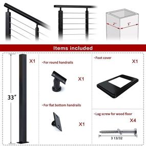 img 3 attached to 🔲 Muzata Cable Railing Post Square 36"×2"×2" 304 Stainless Steel Black Finishing Un-drilled Post Surface Mount for Wood Concrete Level Deck Stair Balustrade 1Pack PS01 BN4S, PT1 PT2 PT6