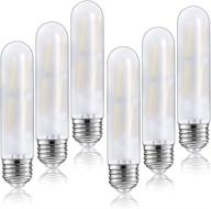 6-pack of dimmable t10 frosted led bulbs, 8w tubular edison bulbs with e26 base – 70w equivalent, 700lm, warm white 2700k for desk lamp, pendant lights, cabinet display, and more logo