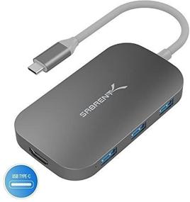 img 4 attached to Sabrent 8-in-1 USB Type-C Hub: HDMI (4K) Output, 3x USB 3.0 Ports, 1x USB 2.0 Port, SD/MicroSD Multi-Card Reader - 4K/Power Delivery Support