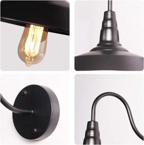 img 2 attached to 🏡 SaiPIS Farmhouse Wall Sconces Gooseneck Barn Light Fixtures - Industrial Vintage Indoor Lighting Lamp for Bedroom, Bathroom, Hallway, Vanity, Kitchen, Porch - Black, Pack of 2