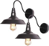 🏡 saipis farmhouse wall sconces gooseneck barn light fixtures - industrial vintage indoor lighting lamp for bedroom, bathroom, hallway, vanity, kitchen, porch - black, pack of 2 логотип