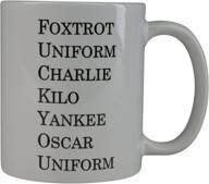 ☕️ rogue river funny coffee mug: military alphabet novelty cup - perfect gift idea for office party, employee, boss & coworkers! (foxtrot) logo