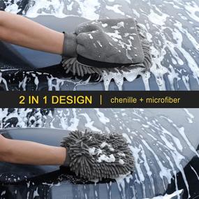 img 3 attached to Car Wash Mitt Microfiber Lint Free