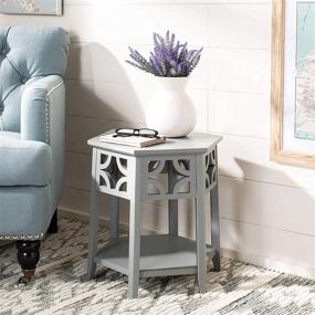 img 3 attached to 🏠 Stylish Safavieh American Homes Collection Connor Pearl Blue Grey Hexagon End Table: A Must-Have for Your Home