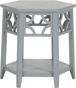 img 2 attached to 🏠 Stylish Safavieh American Homes Collection Connor Pearl Blue Grey Hexagon End Table: A Must-Have for Your Home