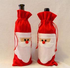 img 3 attached to 4-Piece Santa Claus Christmas Red Wine Bottle Covers - Festive Table Decorations for Christmas Dinner by Amberetech