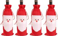 4-piece santa claus christmas red wine bottle covers - festive table decorations for christmas dinner by amberetech логотип