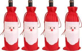 img 4 attached to 4-Piece Santa Claus Christmas Red Wine Bottle Covers - Festive Table Decorations for Christmas Dinner by Amberetech