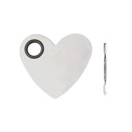 💖 stainless steel heart shaped makeup palette spatula - essential tools for blending cosmetic foundation shades, ideal for makeup artists and enthusiasts logo