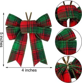 img 3 attached to 🎄 ANECO 16pcs Small Buffalo Plaid Bows for Christmas Decor, Holiday Wreath Bows, Xmas Hanging Bows – DIY Supplies, 5 x 4 Inches