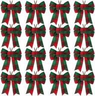 🎄 aneco 16pcs small buffalo plaid bows for christmas decor, holiday wreath bows, xmas hanging bows – diy supplies, 5 x 4 inches logo