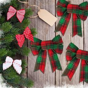 img 2 attached to 🎄 ANECO 16pcs Small Buffalo Plaid Bows for Christmas Decor, Holiday Wreath Bows, Xmas Hanging Bows – DIY Supplies, 5 x 4 Inches