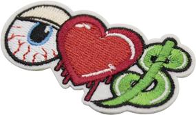 img 1 attached to 👀 U-Sky Iron-on Eye Ball Money Heart Patches for Jeans Clothing, Set of 3, Size: 2.6x1.3 inch