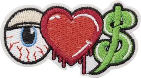 img 2 attached to 👀 U-Sky Iron-on Eye Ball Money Heart Patches for Jeans Clothing, Set of 3, Size: 2.6x1.3 inch