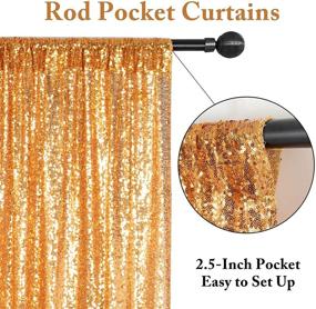 img 2 attached to 🌟 Sparkling Sequin Curtain Backdrop - 5FTx10FT - Golden Sequin Fabric Photo Booth Backdrop