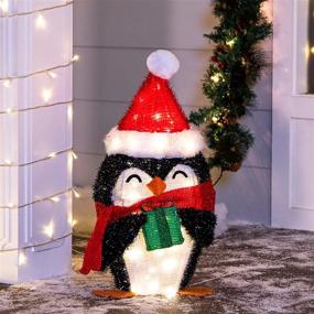 img 3 attached to Joiedomi 21in Tinsel Penguin: Festive 80 LED Warm White Yard Lights for Christmas Outdoor Decor, Event & Christmas Eve Night Decoration