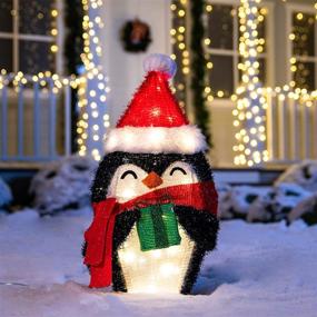 img 2 attached to Joiedomi 21in Tinsel Penguin: Festive 80 LED Warm White Yard Lights for Christmas Outdoor Decor, Event & Christmas Eve Night Decoration