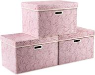 📦 large collapsible storage boxes with lids - prandom fabric decorative storage bins cubes organizer containers baskets with handles and divider for bedroom closet or living room - pink, 17.7x11.8x11.8 inch, pack of 3 logo