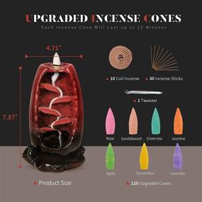 img 1 attached to 🔥 Red Ronlap Backflow Incense Burner: 5-in-1 Ceramic Waterfall Smoke Incense Holder with 120 Upgraded Incense Cones, 30 Incense Sticks, and 10 Coil Incense - Perfect for Aromatherapy, Meditation, and Home Decorations