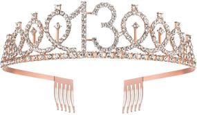 img 2 attached to Rose Gold 13th Birthday Sash and Crown: 🌹 Perfect Teenager Gift Set for Happy Birthday Party Supplies