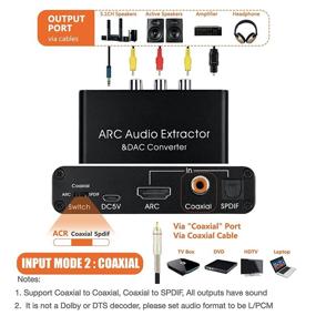 img 1 attached to 🎧 SOUTHSKY Высокоразрешающий 192 кГц конвертер DAC с извлечением аудио HDMI ARC в SPDIF коаксиальный и 3,5 мм L/R для саундбара, адаптер цифрового аудио в аналоговое L/R RCA с управлением громкостью CEC