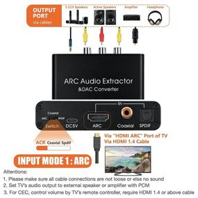 img 2 attached to 🎧 SOUTHSKY Высокоразрешающий 192 кГц конвертер DAC с извлечением аудио HDMI ARC в SPDIF коаксиальный и 3,5 мм L/R для саундбара, адаптер цифрового аудио в аналоговое L/R RCA с управлением громкостью CEC