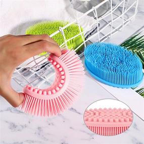 img 2 attached to 🧼 Silicone Body Scrubber Set - Exfoliating Brush for Skin, 3 Pieces in 3 Colors (Pink, Blue, Green)