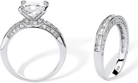 img 3 attached to Princess Cut Cubic Zirconia Bridal Ring Set with Yellow Gold-Plated or Platinum-Plated Sterling Silver