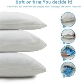 img 3 attached to OYT Cooling Shredded Memory Foam Bed Pillows - Set of 2 Standard Size, Adjustable Loft Pillows for Sleeping, with Washable Hypoallergenic Cover - Ideal for Back and Side Sleepers