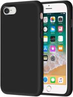 anuck phone case for iphone se 2020, iphone 8, iphone 7 - non-slip liquid silicone gel rubber bumper - black logo