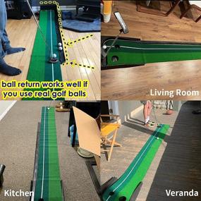 img 1 attached to Indoor Golf Putting Mat - Premium Simulated Training Practice Green with Ball Return and 12 Bonus Balls, Perfect Gift and Game for Golf Lovers, Ideal for Home and Office Use