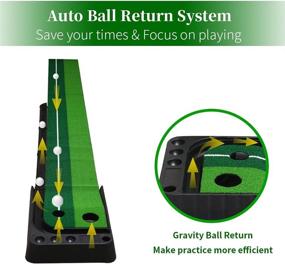 img 3 attached to Indoor Golf Putting Mat - Premium Simulated Training Practice Green with Ball Return and 12 Bonus Balls, Perfect Gift and Game for Golf Lovers, Ideal for Home and Office Use