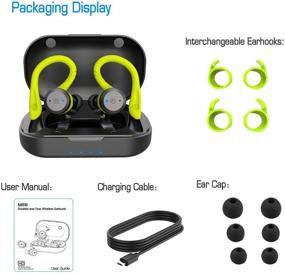 img 3 attached to 🎧 Wireless Earbuds with Bluetooth 5.0, Mic, HiFi Bass, IPX7 Waterproof, TWS Stereo Headsets, Noise Cancelling, Earphones with Battery Charging Case - Green