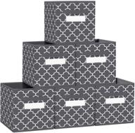 fabtotes collapsible storage cubes 6 pack in dark grey - large toy book organizer boxes with handles and label card & holder - ideal baskets for closet shelves logo