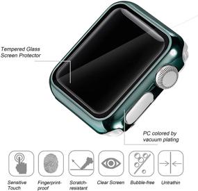 img 1 attached to 📱 Secbolt 38mm Apple Watch Band with Built-in Tempered Glass Screen Protector - Darkgreen, All Around Protective Case for iWatch Series 3/2/1