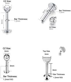 img 3 attached to 💎 Incaton 16G Gold Forward Helix Jewelry Earring - Cartilage Tragus Stud Earrings Lip Body Piercing Ring