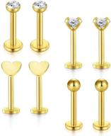 💎 incaton 16g gold forward helix jewelry earring - cartilage tragus stud earrings lip body piercing ring logo