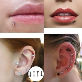 img 2 attached to 💎 Incaton 16G Gold Forward Helix Jewelry Earring - Cartilage Tragus Stud Earrings Lip Body Piercing Ring