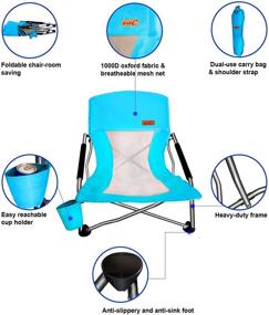 img 3 attached to 🪑 Ultralight Low Beach Camping Chair with Cup Holder - Compact & Heavy Duty for Outdoor Activities - Set of 1 Blue