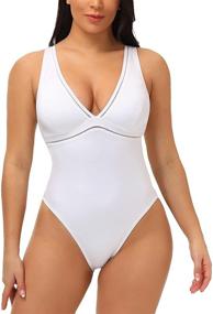 img 2 attached to Wingslove Swimsuit Monokini Training Racerback Women's Clothing
