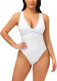 img 4 attached to Wingslove Swimsuit Monokini Training Racerback Women's Clothing