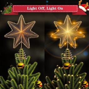 img 2 attached to 🎄 Enhance Your Christmas Décor with VersionTECH. Christmas Tree Topper - 20 LED Glitter Lights, Battery Operated Golden Star Treetop