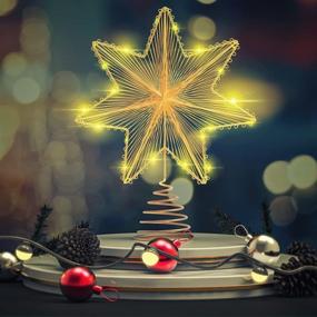 img 4 attached to 🎄 Enhance Your Christmas Décor with VersionTECH. Christmas Tree Topper - 20 LED Glitter Lights, Battery Operated Golden Star Treetop