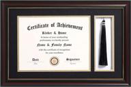 elsker&amp;home 11x17 diploma frames: showcase your 8.5x11 certificate with tassel holder and elegant mahogany shadow box design; double mat in black with gold rim логотип